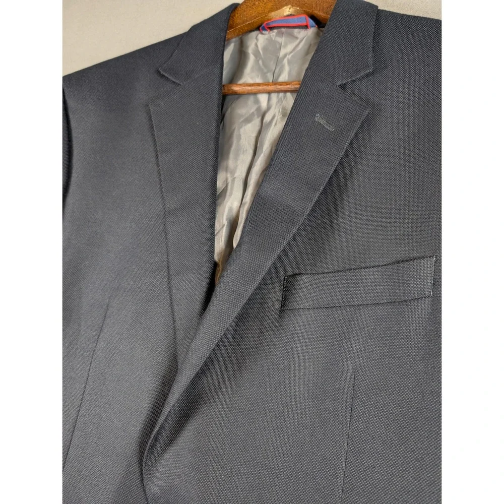 IZOD Mens Charcoal Navy Two Button Textured Blazer Sport Coat 40R Side Vent